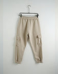 Pantalone Tuta Cargo Felpato Beige
