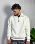 Felpa Mezza Zip Bianca