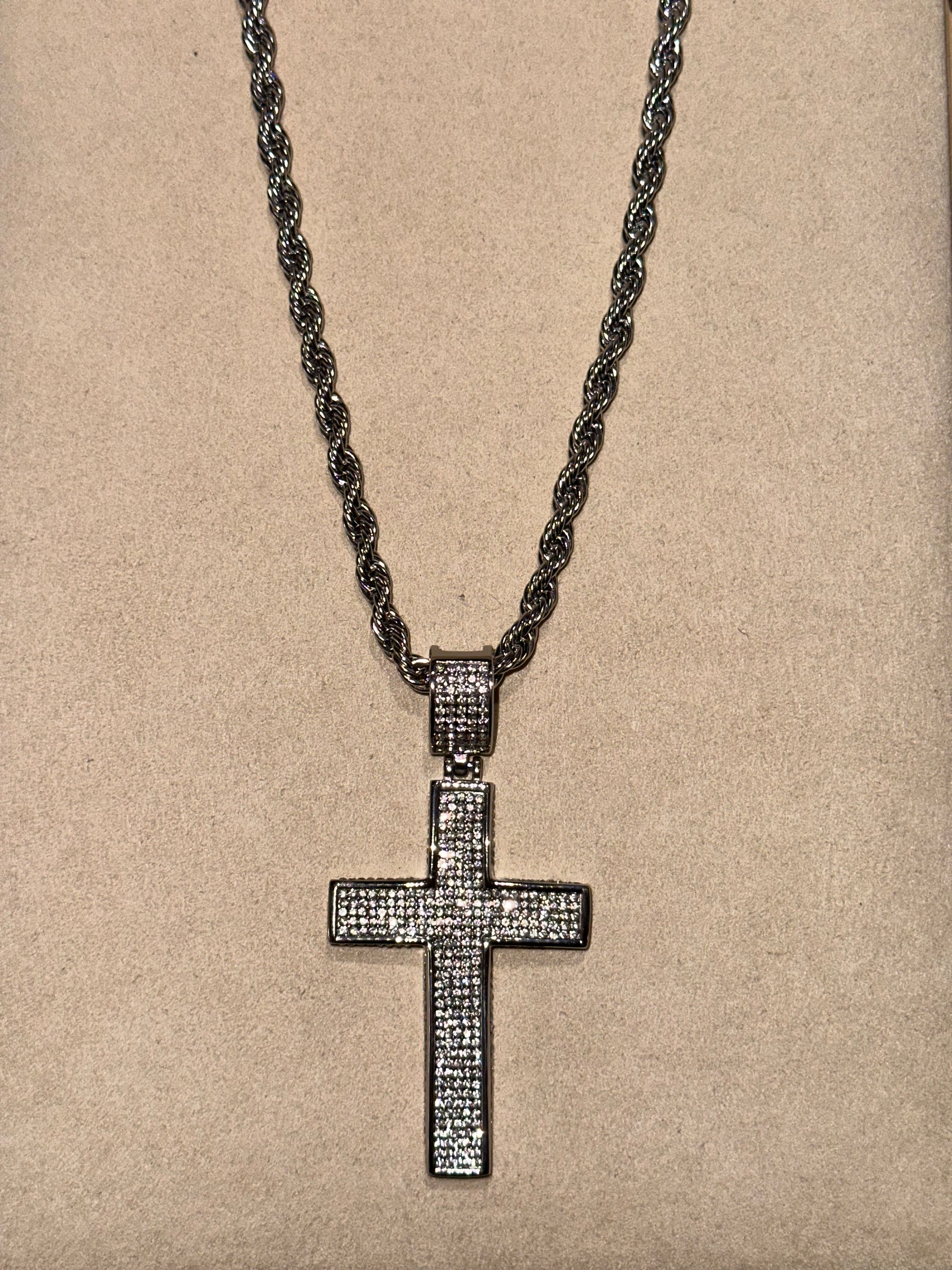 Collana Treccia Croce Argento