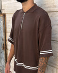 Polo Zip Marrone
