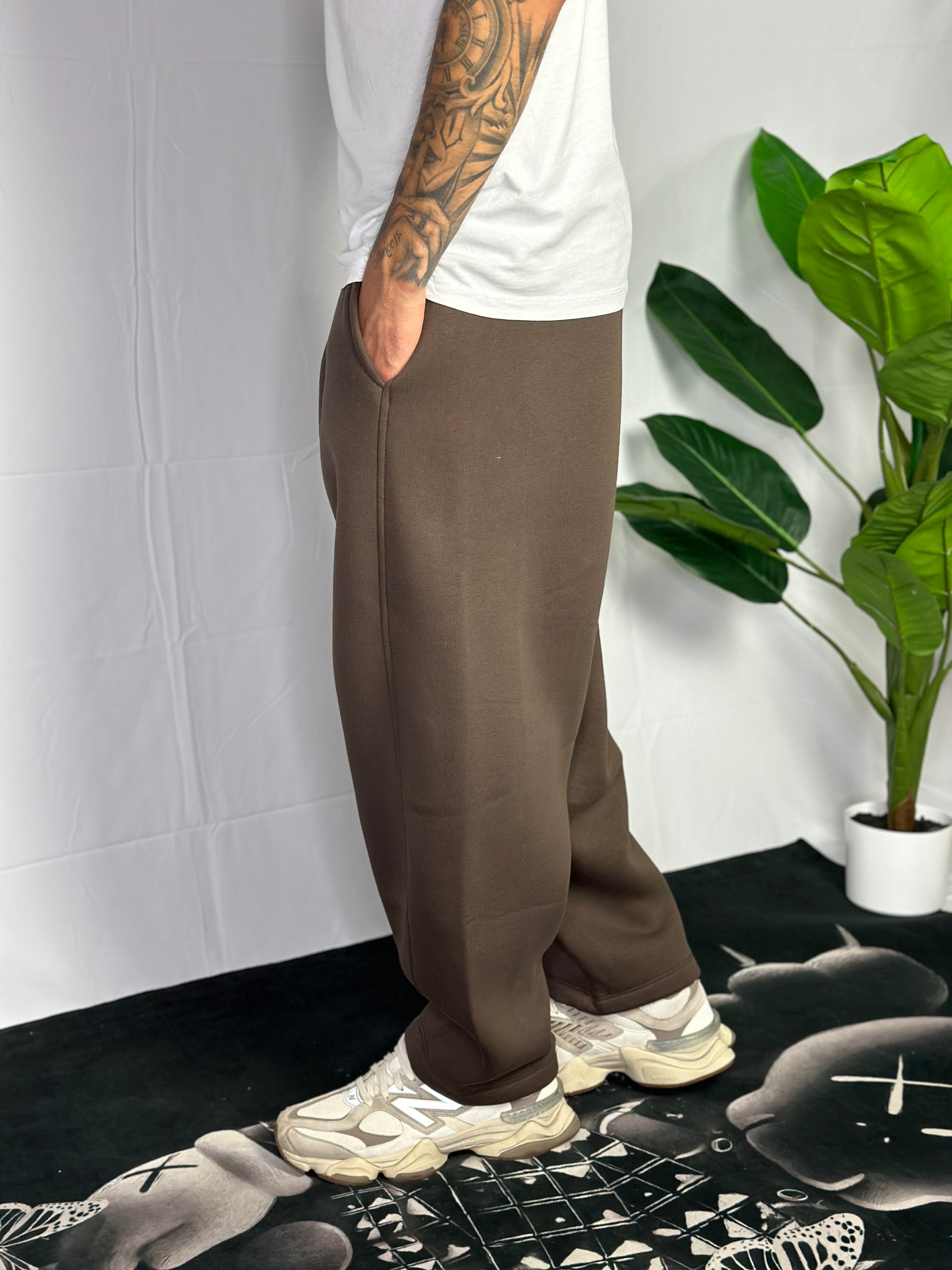 Pantalone Tuta Baggy Felpato Marrone