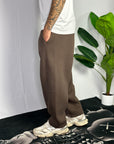 Pantalone Tuta Baggy Felpato Marrone