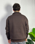 Felpa Mezza Zip Marrone