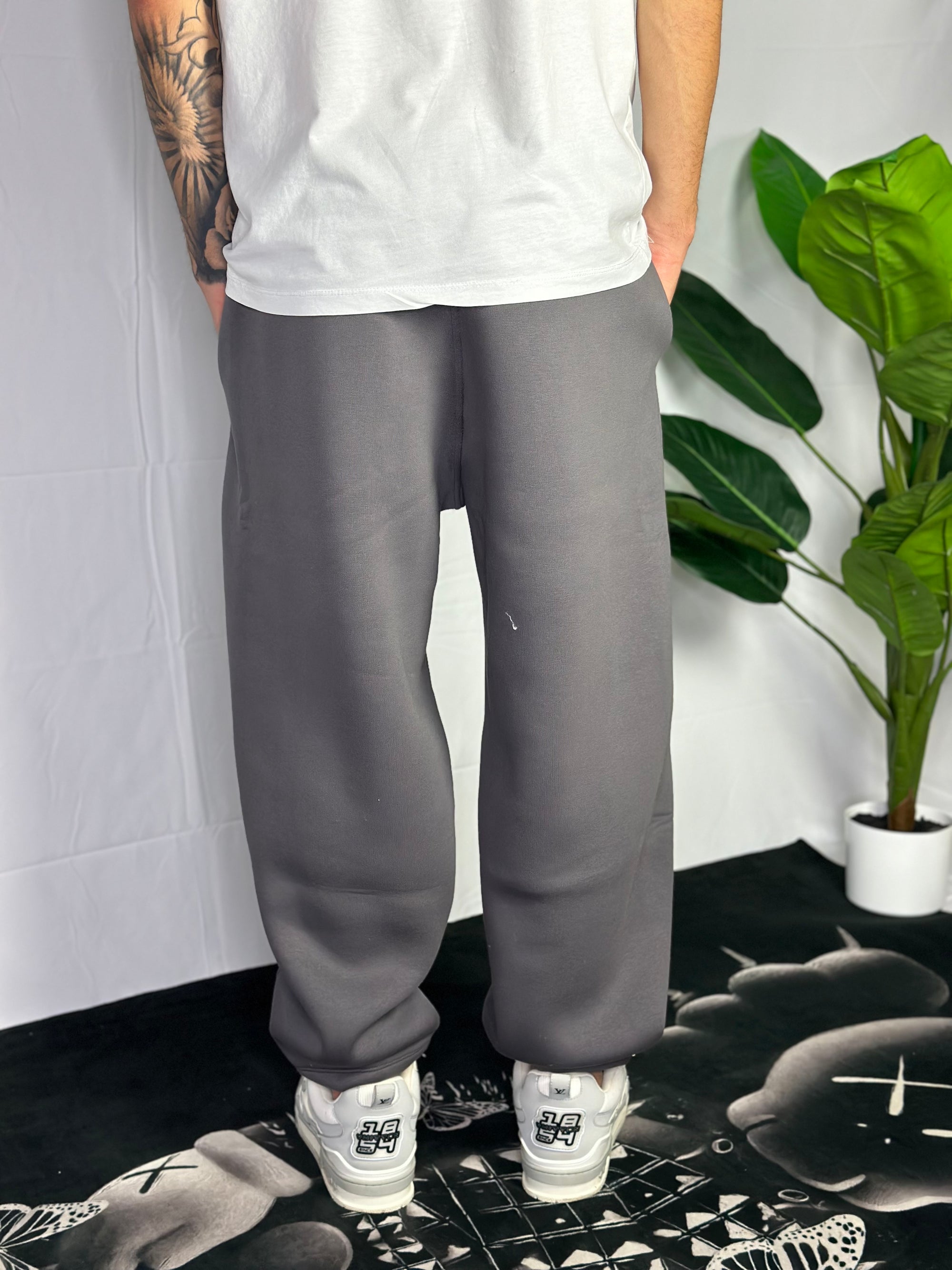 Pantalone Tuta Baggy Felpato Piombo
