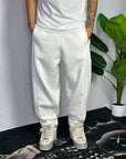 Pantalone Tuta Baggy Felpato Bianco