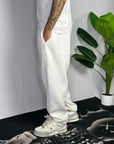 Pantalone Tuta Baggy Felpato Bianco