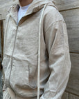 Tuta cargo a costine beige
