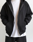 Felpa Boxy Fit Zip Nera