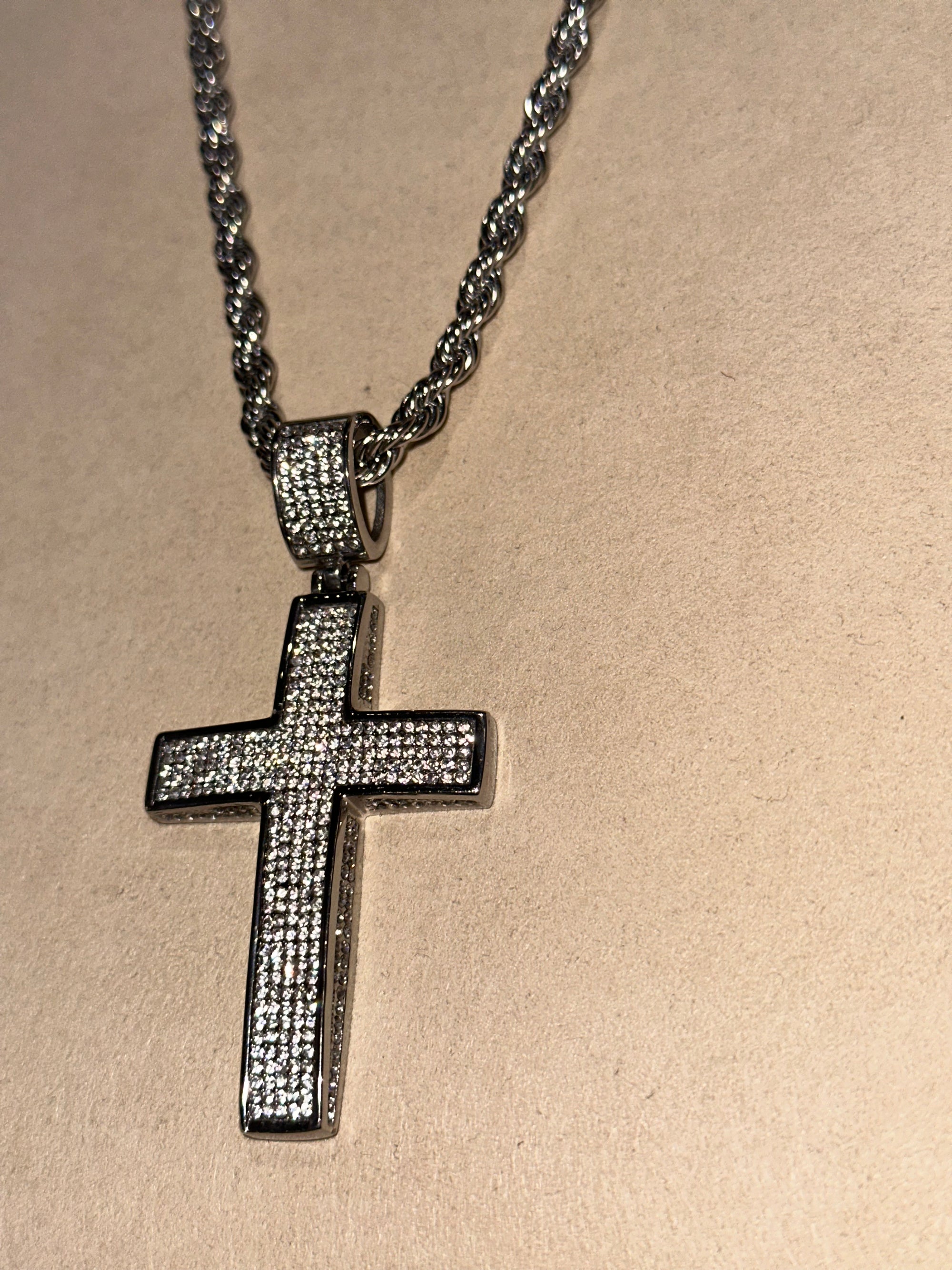 Collana Treccia Croce Argento
