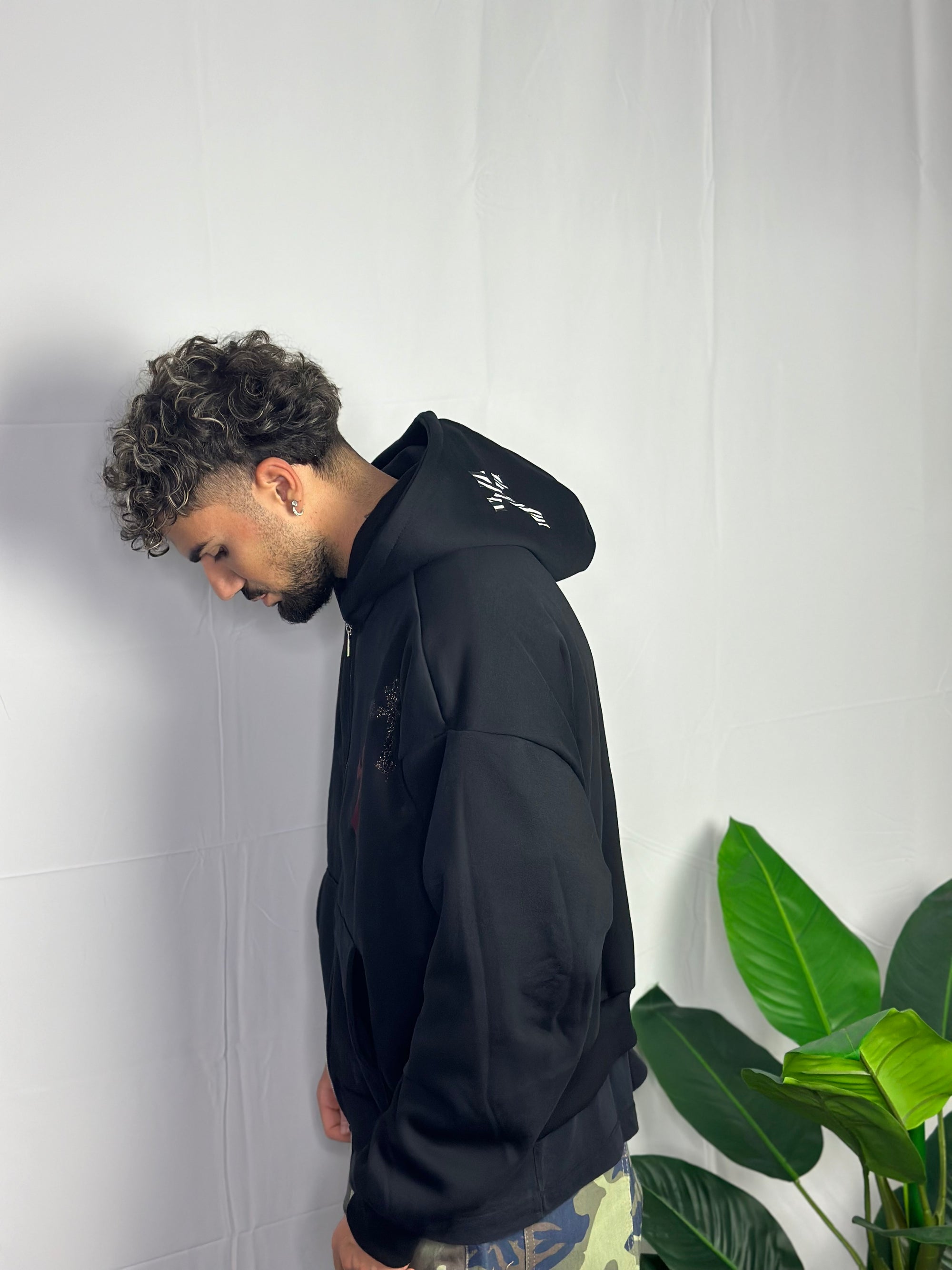 Hoodie Zip Crosses Nera