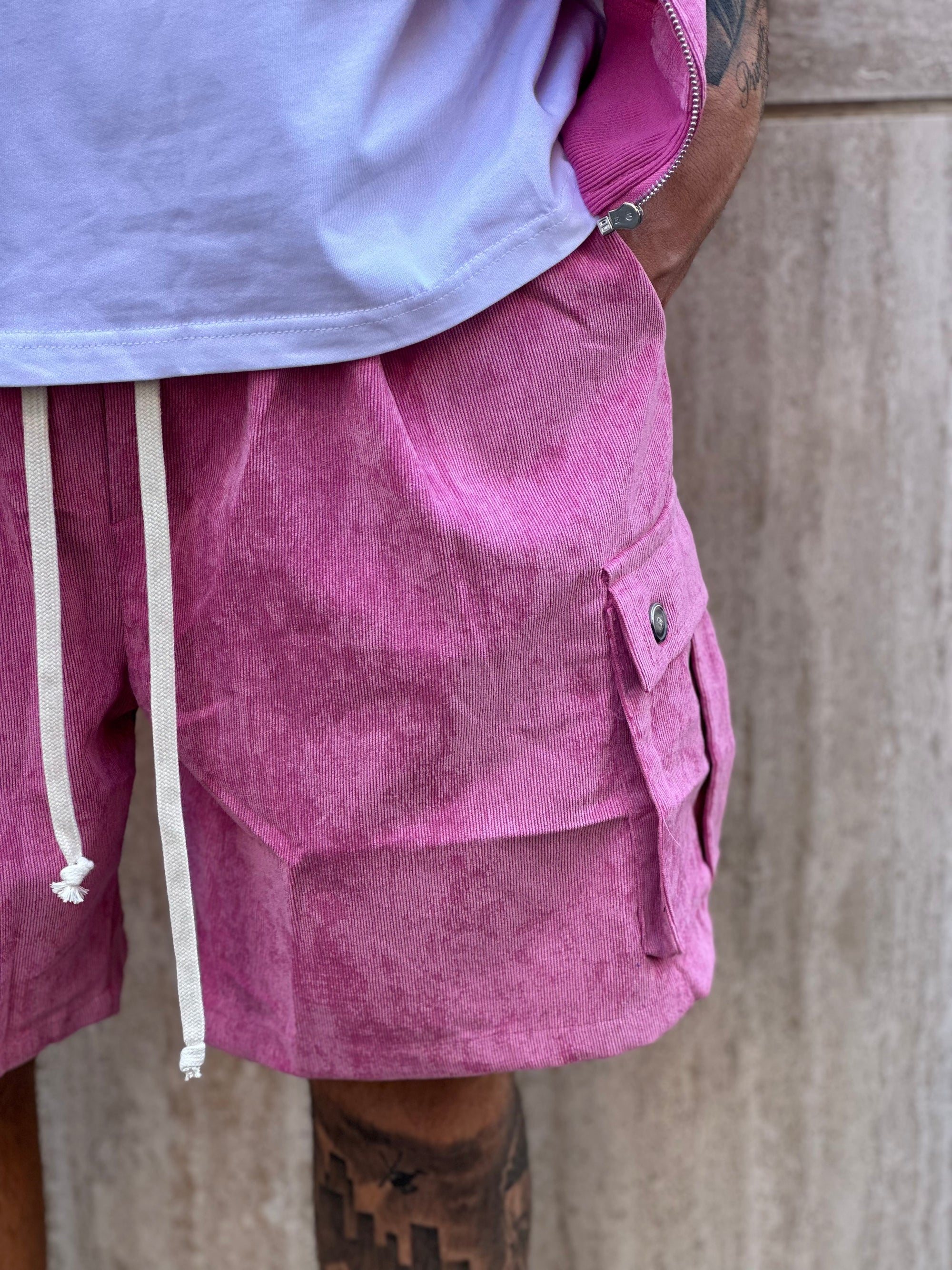 Completo corto (gilet, bermuda a costine) Fuxia