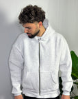 Felpa Boxy Fit Zip Grigia