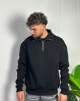 Felpa Mezza Zip Nera