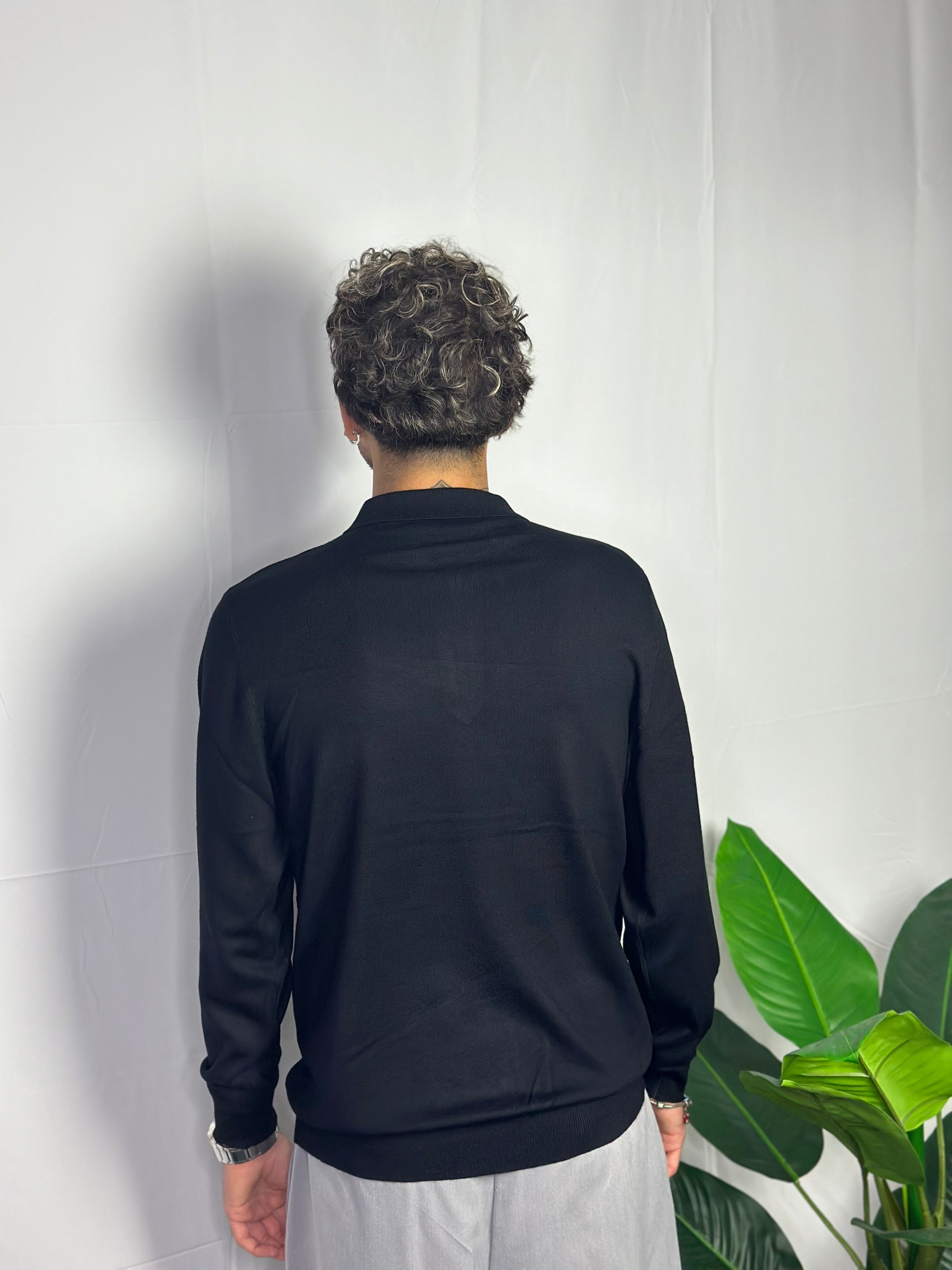 Polo Basic Mezza Zip Nera