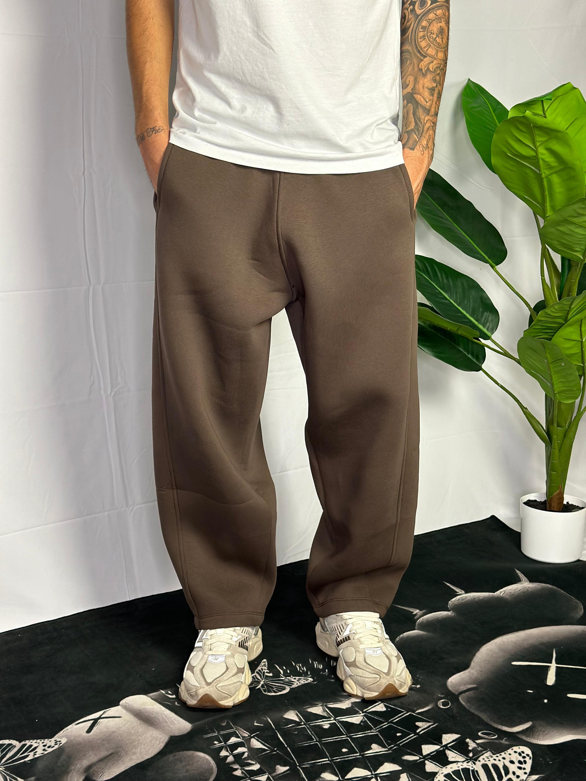 Pantalone Tuta Baggy Felpato Marrone
