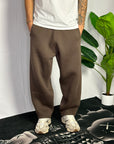 Pantalone Tuta Baggy Felpato Marrone
