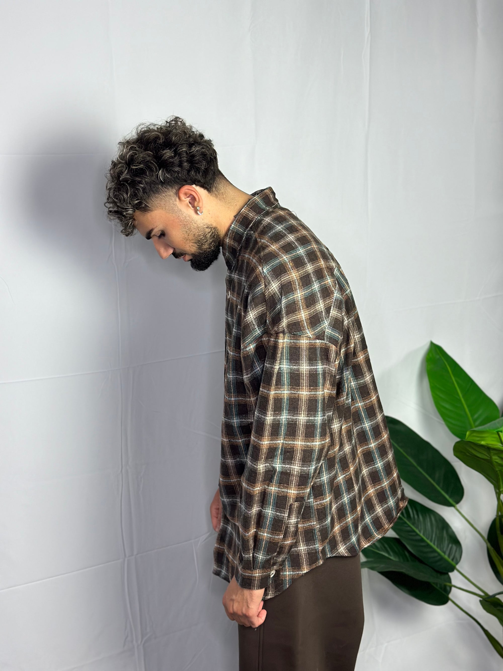 Camicia Over Quadri Marrone