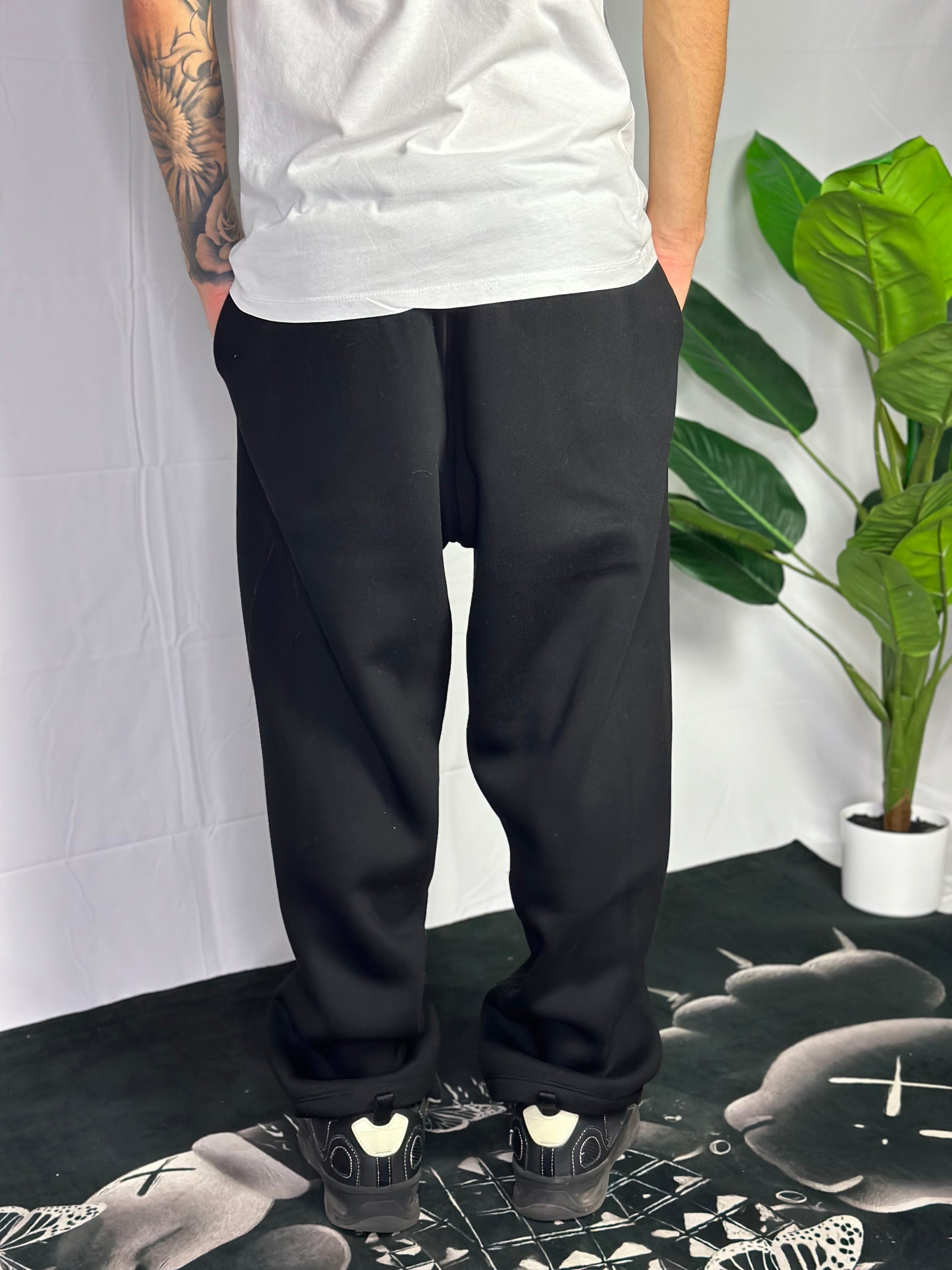 Pantalone Tuta Baggy Felpato Nero