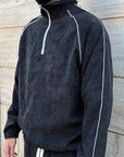 Tuta Primaverile Mezza Zip Costine Nera