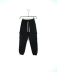 Pantalone Tuta Cargo Felpato Nero