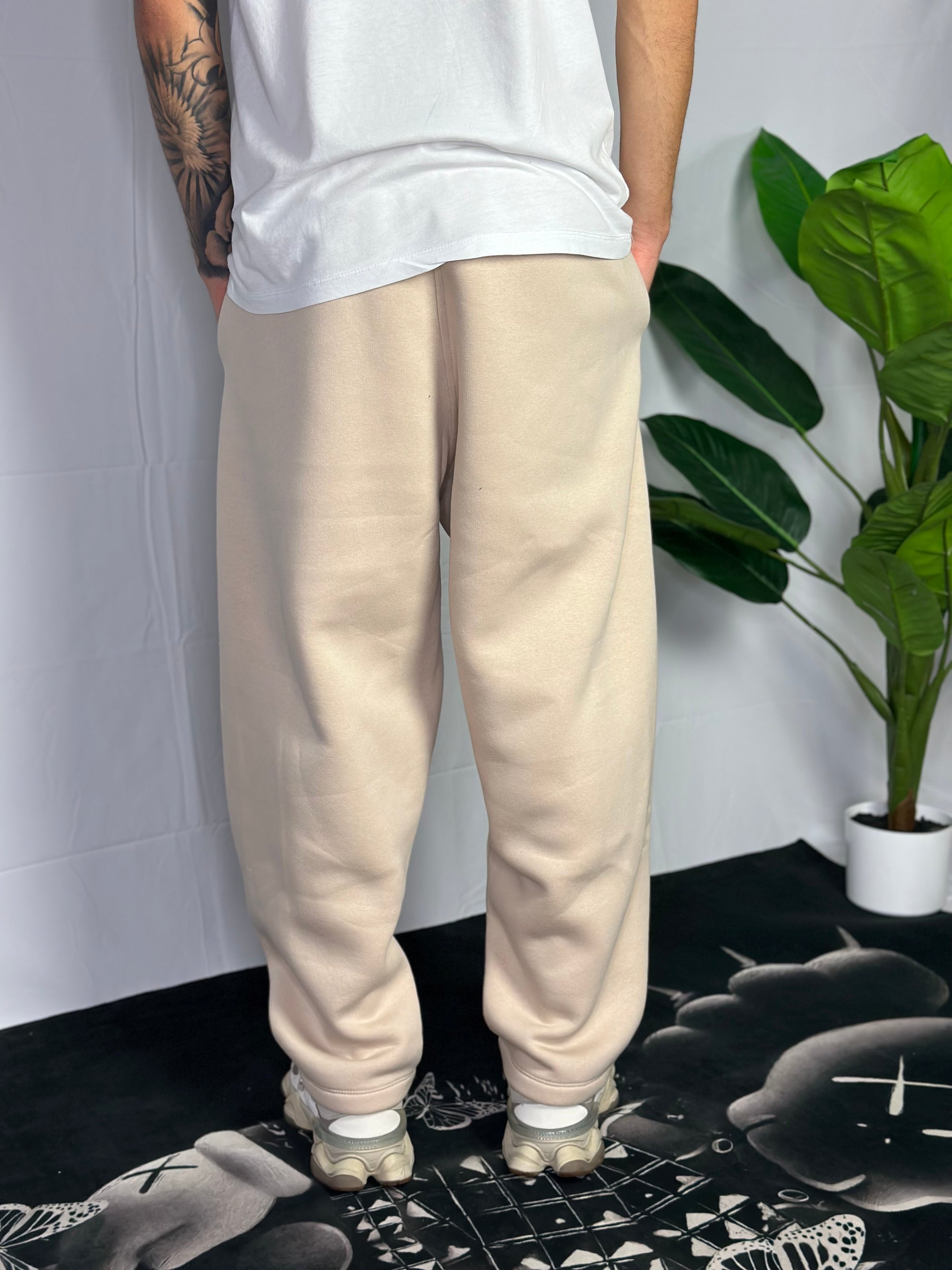 Pantalone Tuta Baggy Felpato Beige
