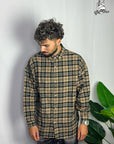 Camicia Over Quadri Beige
