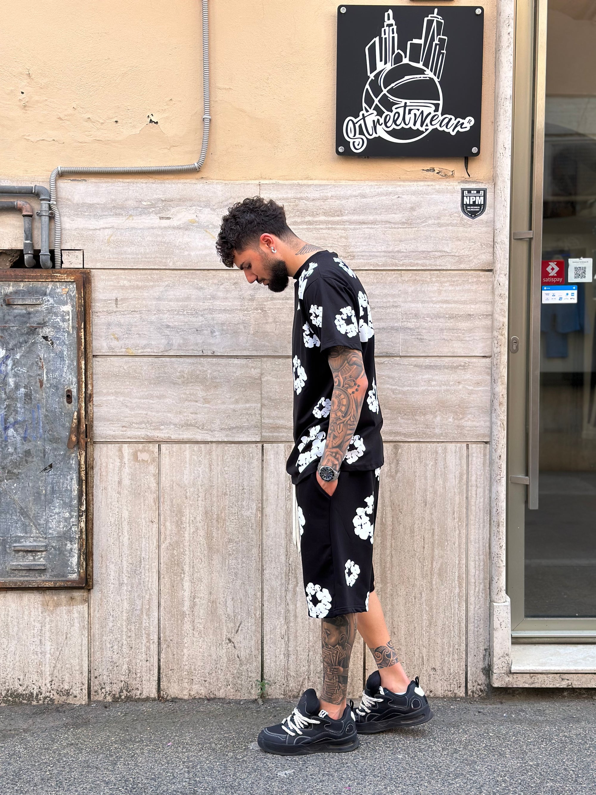 Coordinato Fiorato Nero