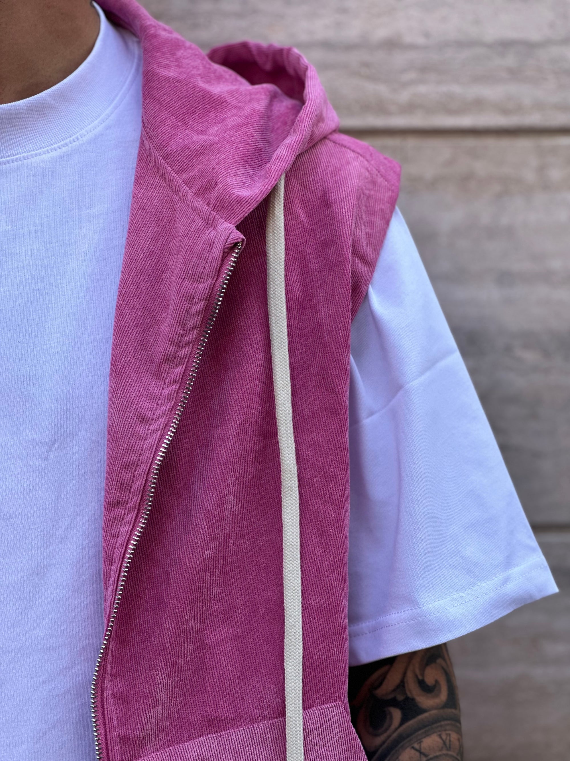 Completo corto (gilet, bermuda a costine) Fuxia