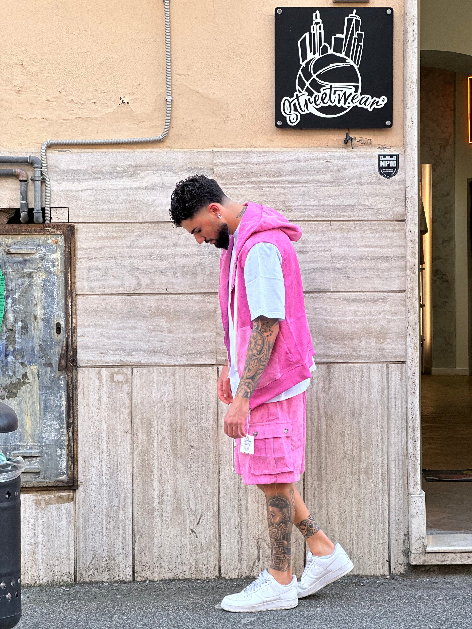 Completo corto (gilet, bermuda a costine) Fuxia