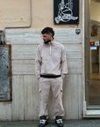 Tuta Primaverile Mezza Zip Costine Beige