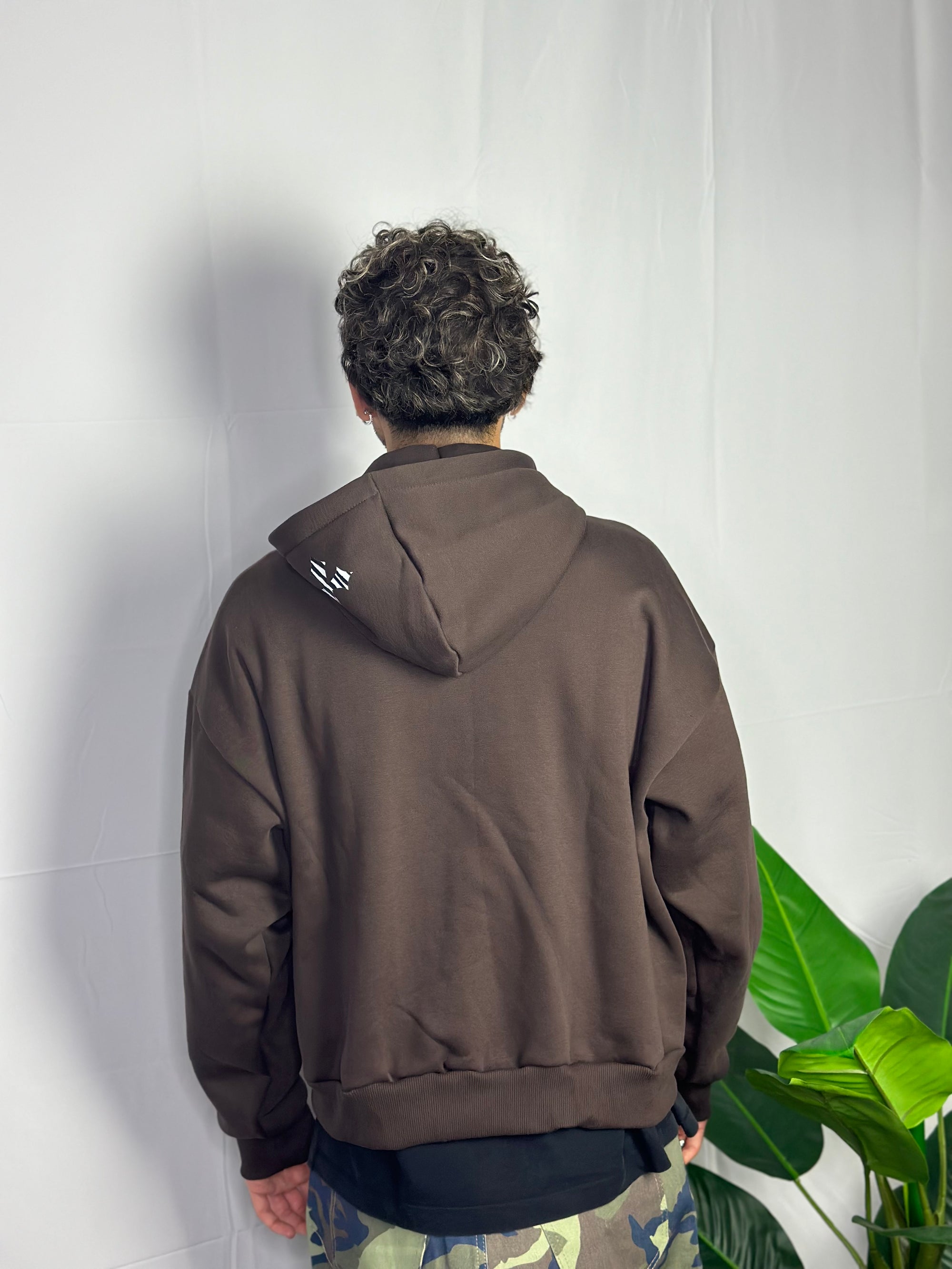 Hoodie Zip Crosses Marrone