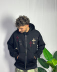 Hoodie Zip Crosses Nera
