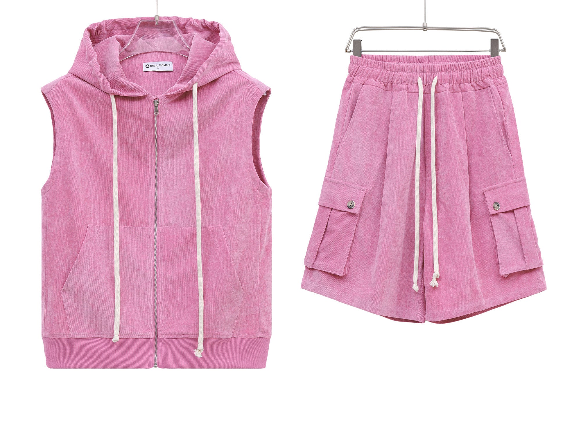 Completo corto (gilet, bermuda a costine) Fuxia