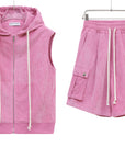 Completo corto (gilet, bermuda a costine) Fuxia