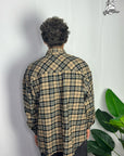 Camicia Over Quadri Beige