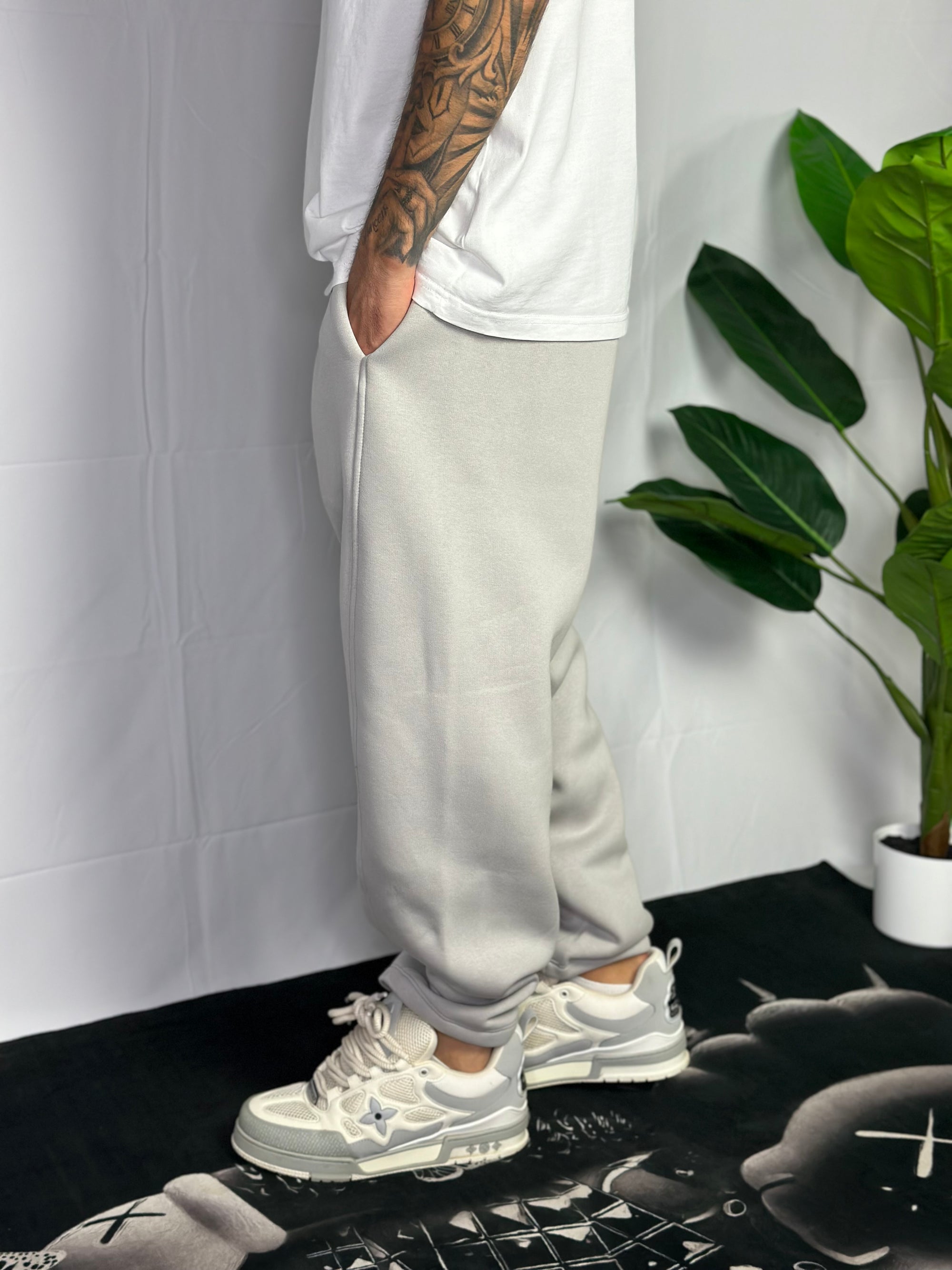 Pantalone Tuta Baggy Felpato Ghiaccio