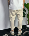Pantalone Tuta Cargo Felpato Beige