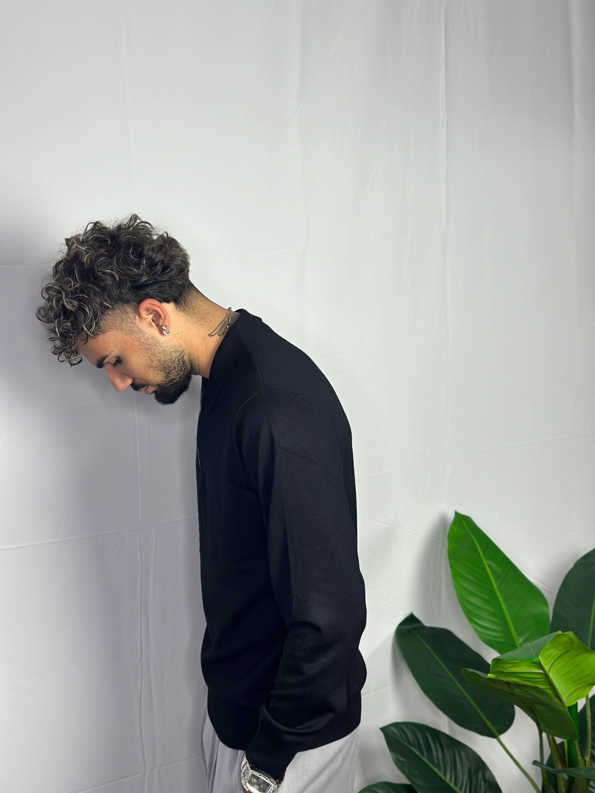 Polo Basic Mezza Zip Nera