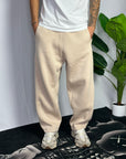 Pantalone Tuta Baggy Felpato Beige