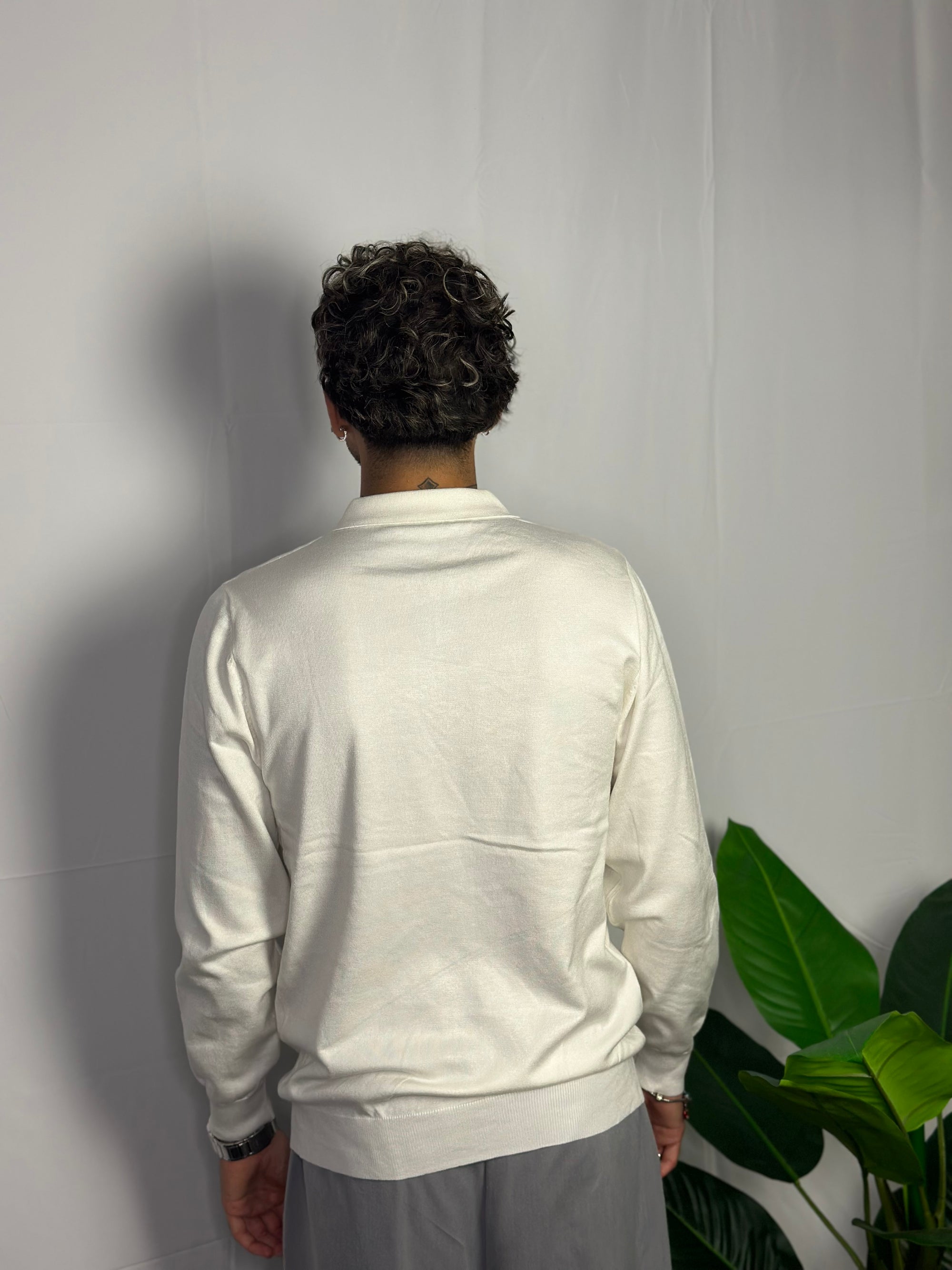 Polo Basic Mezza Zip Bianca