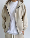 Felpa Boxy Fit Zip Beige