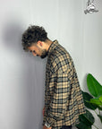 Camicia Over Quadri Beige