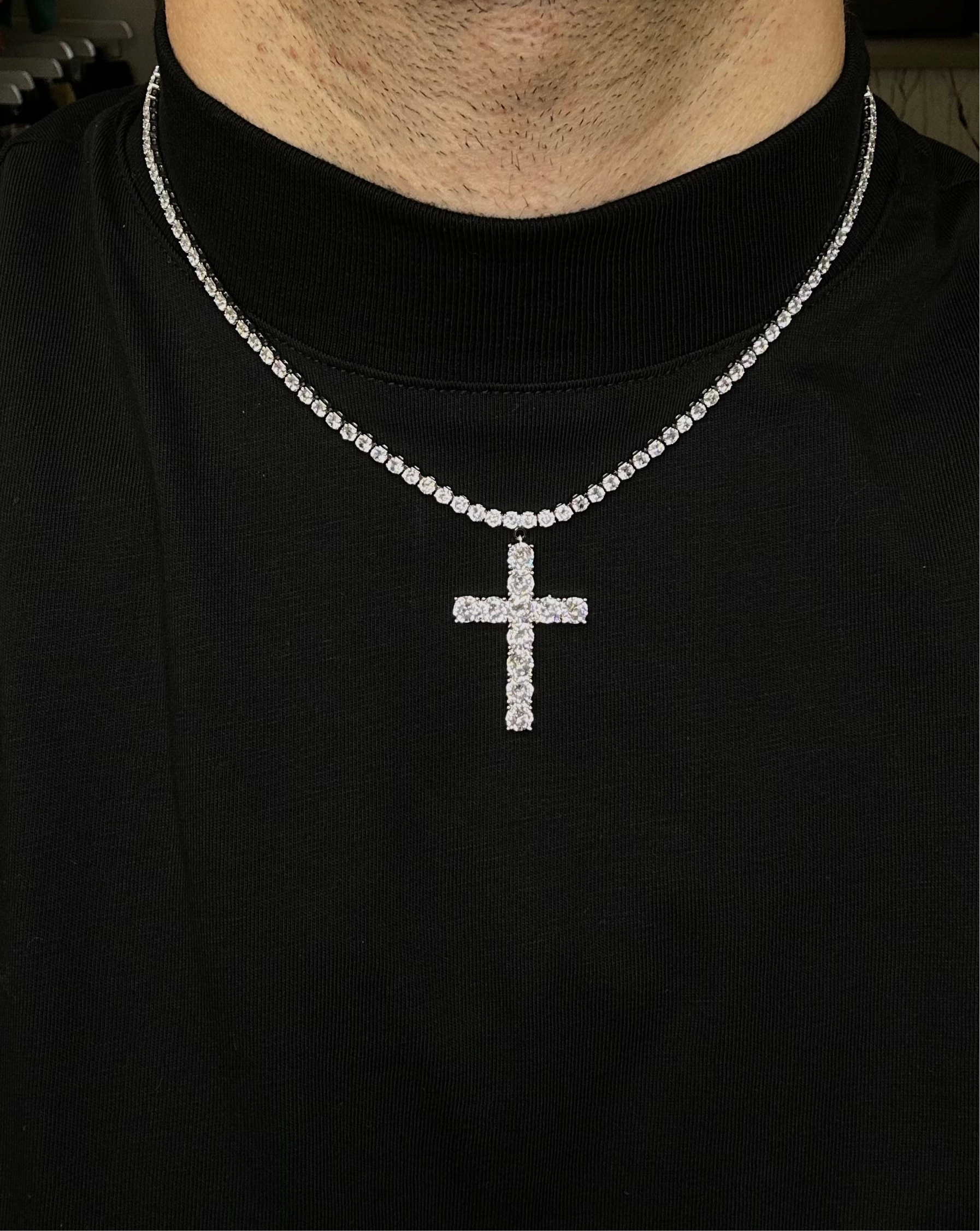 Collana Tennis Croce Argento