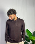 Polo Basic Mezza Zip Marrone