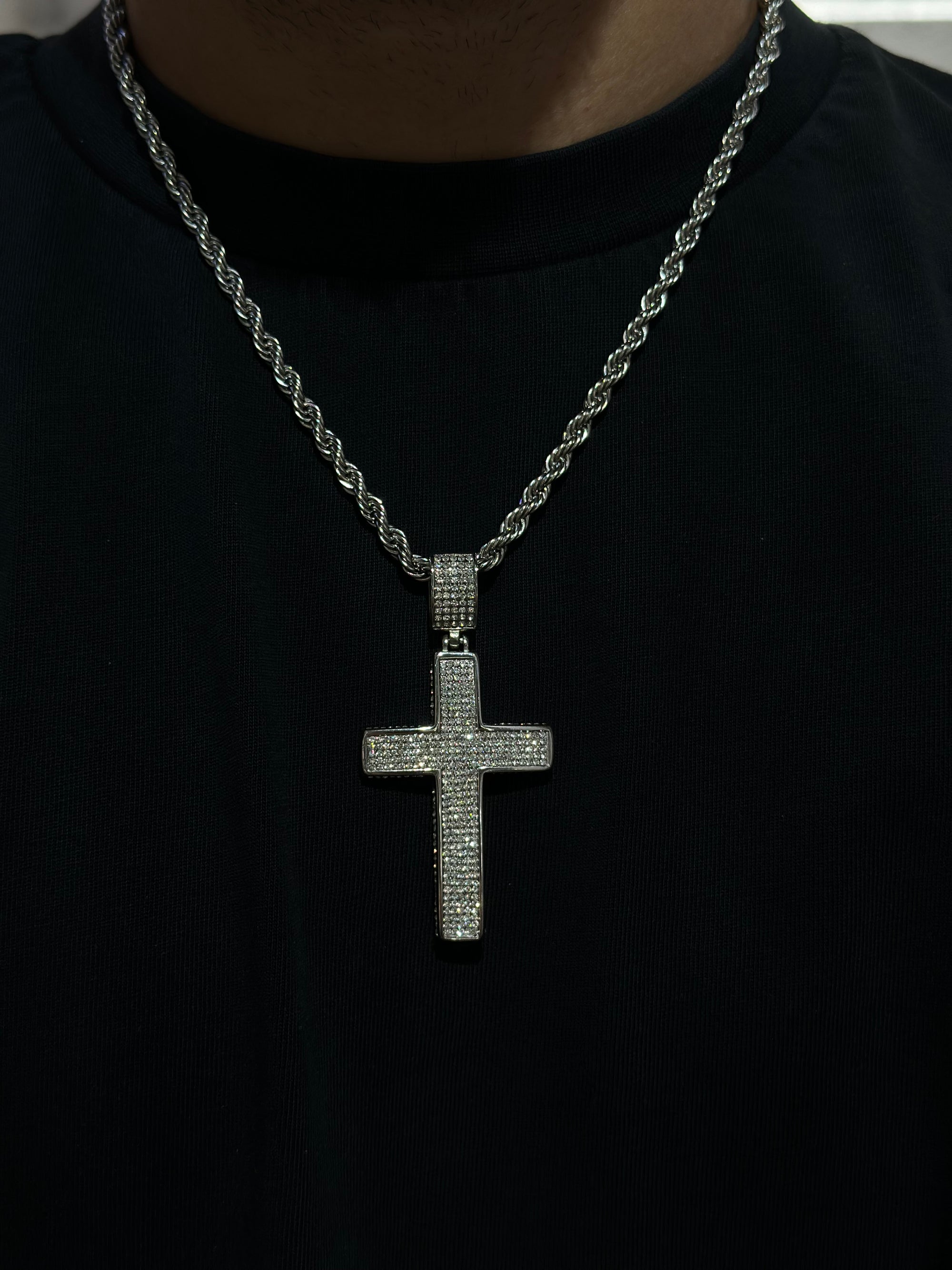 Collana Treccia Croce Argento