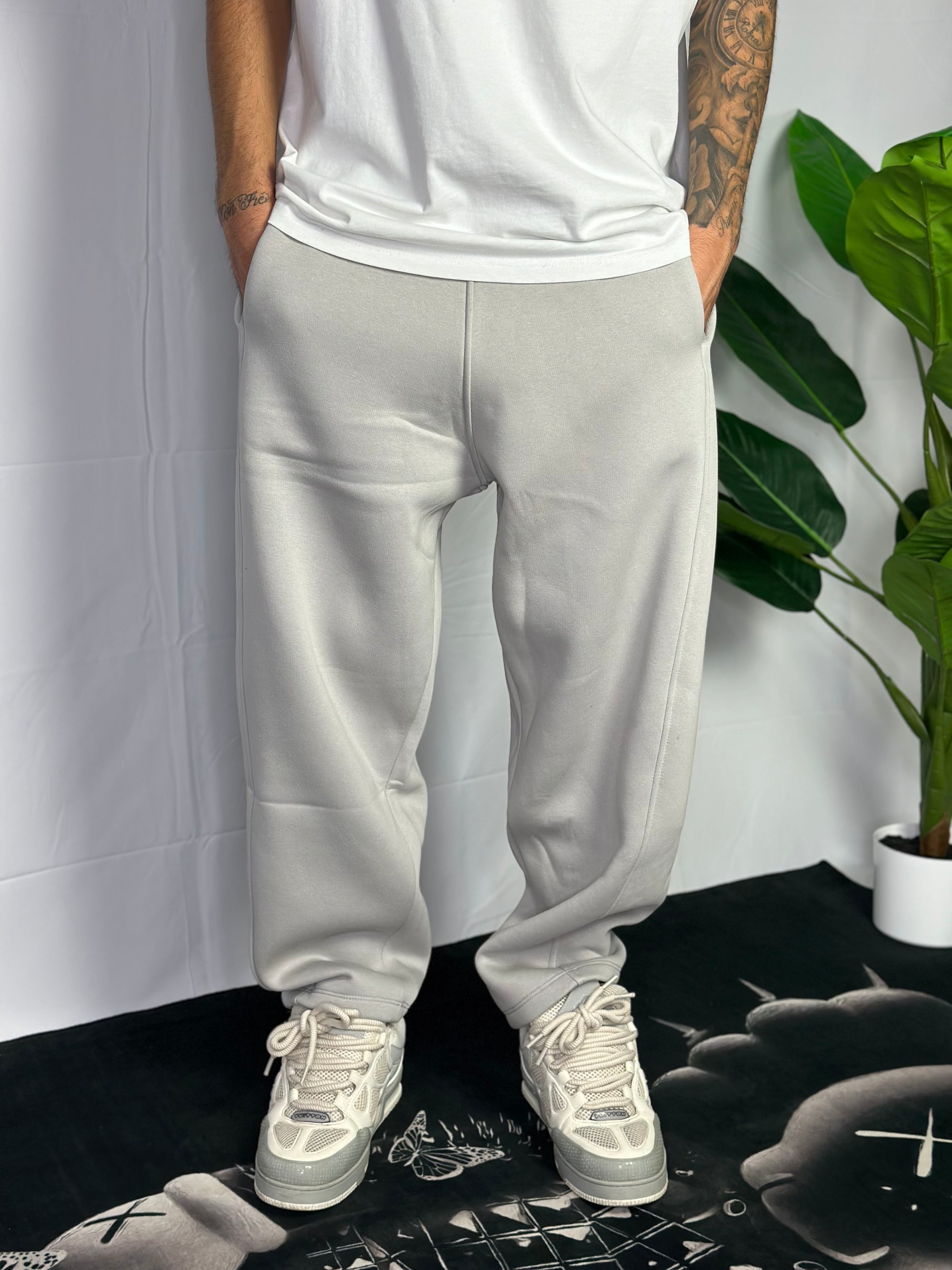 Pantalone Tuta Baggy Felpato Ghiaccio