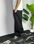 Pantalone Tuta Baggy Felpato Nero
