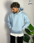 Felpa Boxy Fit Celeste
