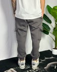 Pantalone Tuta Cargo Felpato Piombo