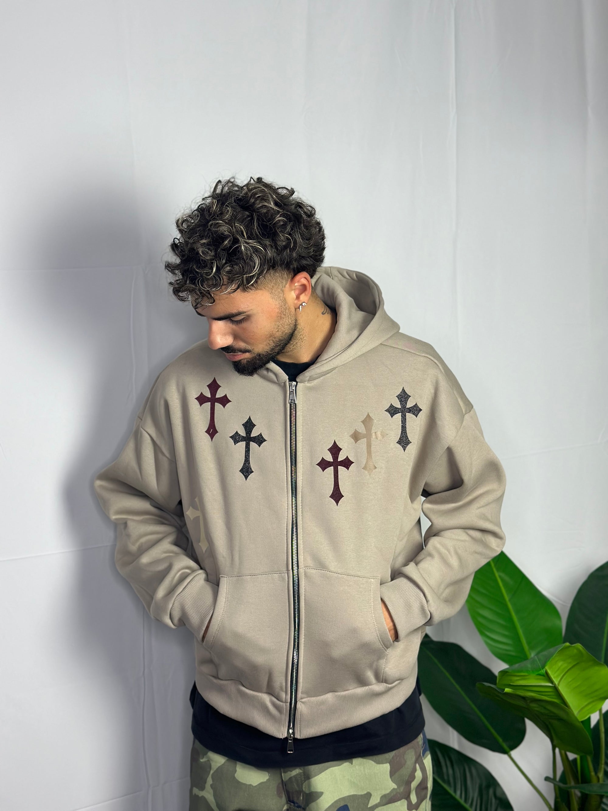 Hoodie Zip Crosses Fango